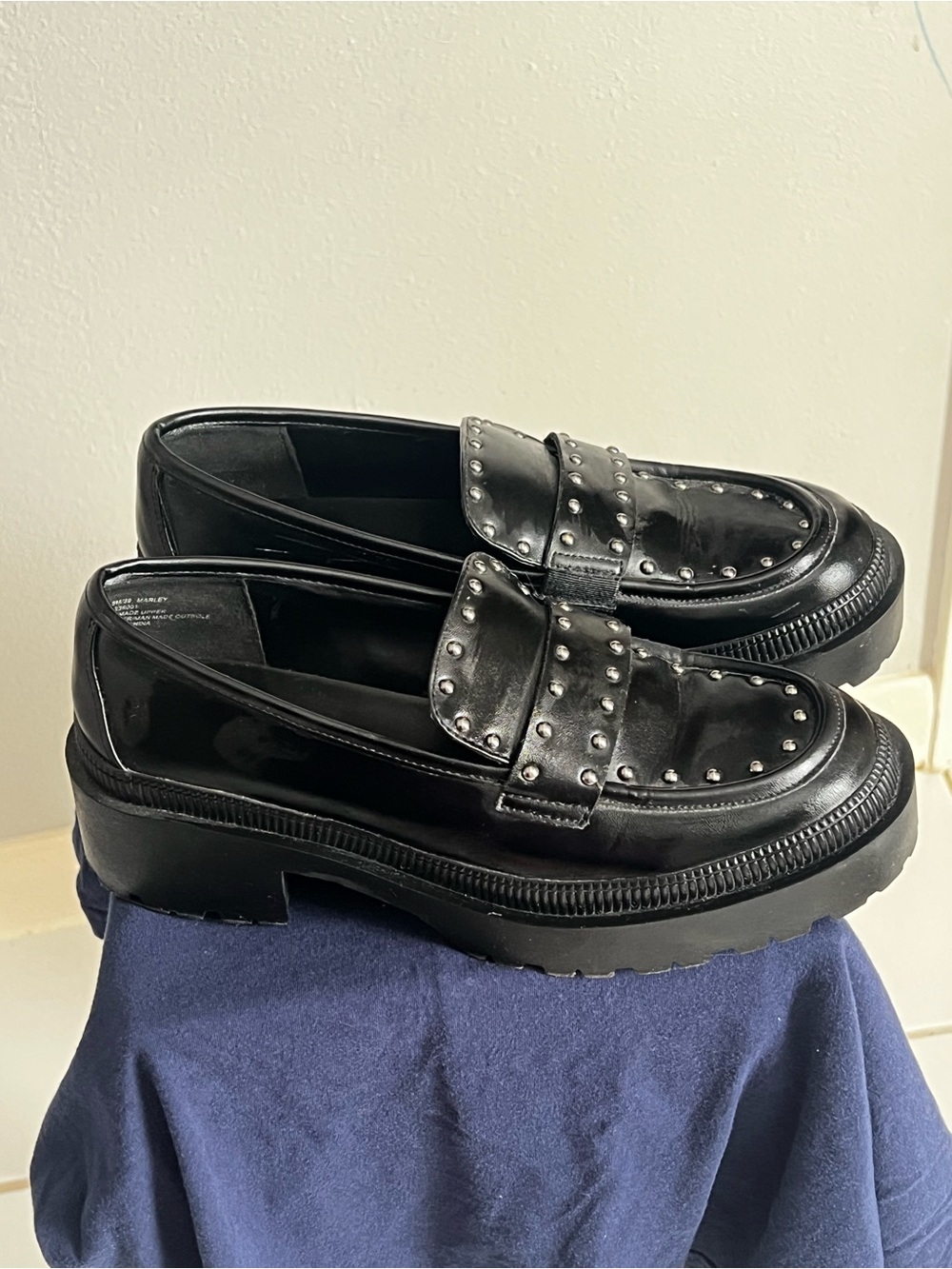 BCBGeneration Black Studded Platform Penny Loafers